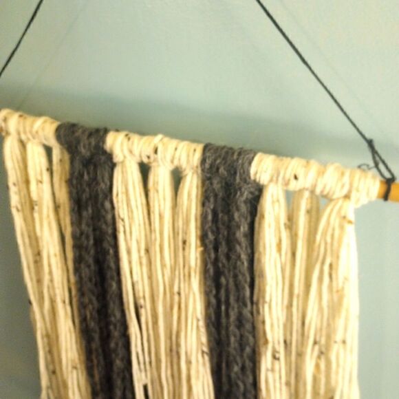 Two Bohemian textured yarn wall hanging - Picture 3 of 10